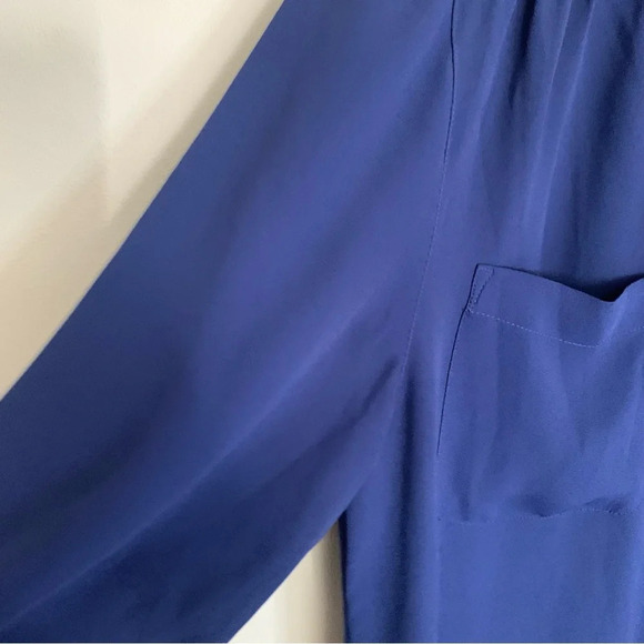 Ann Taylor Loft Navy Blue Long Button Front Sleeve  Blouse M - Picture 7 of 10